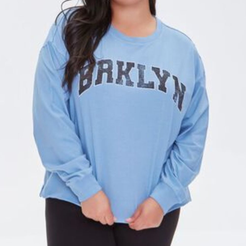 New Plus Size Brklyn Cropped Graphic Tee